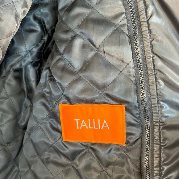 Tallia Mens Size L Black Jacket Coat w/ Zipper 5 Snap & Detachable Collar - Picture 6 of 14